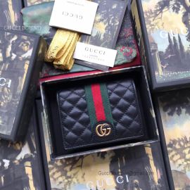 Gucci Leather Card Case With Double G Black 536453