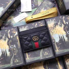 Gucci Leather Card Case With Double G Black 536454