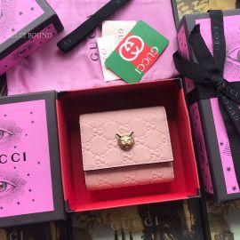 Gucci Signature Card Case With Cat Pink 548050