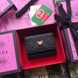 Gucci Signature Card Case With Cat Black 548050