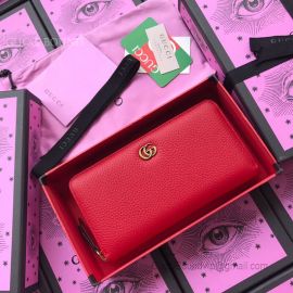 Gucci Leather Zip Around Wallet Red 456117