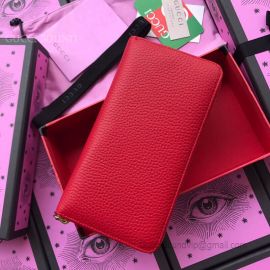 Gucci Leather Zip Around Wallet Red 456117
