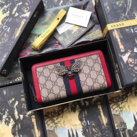 Gucci Queen Margaret GG Canvas Zip Around Wallet Red 476069