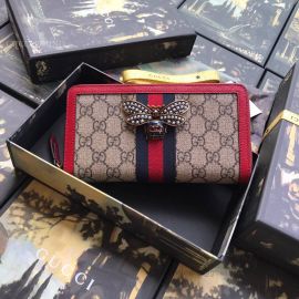 Gucci Queen Margaret GG Canvas Zip Around Wallet Red 476069