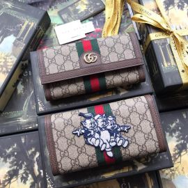 Gucci Ophidia GG Continental Wallet With Three Little Pigs Brown 523153