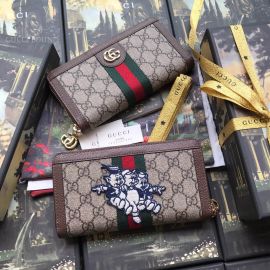 Gucci Ophidia GG Zip Around Wallet With Three Little Pigs Brown 523154