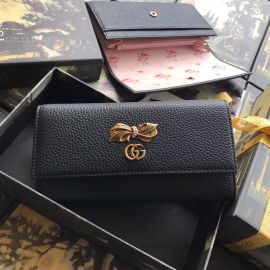 Gucci Leather Continental Wallet With Bow Black 524286