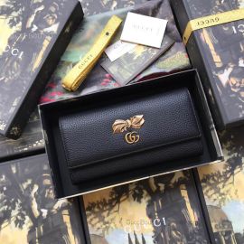Gucci Leather Continental Wallet With Bow Black 524290