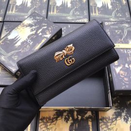 Gucci Leather Continental Wallet With Bow Black 524290