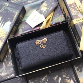 Gucci Leather Zip Around Wallet With Bow Black 524291