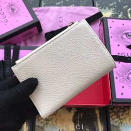 Gucci Leather Zip Around Wallet With Bow White 524300