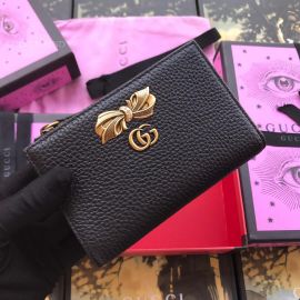 Gucci Leather Zip Around Wallet With Bow Black 524300