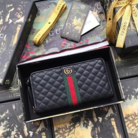 Gucci Leather Zip Around Wallet With Double G Black 536450