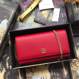 Gucci GG Marmont Leather Chain Wallet Red 546585