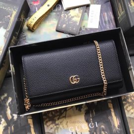Gucci GG Marmont Leather Chain Wallet Black 546585