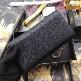 Gucci GG Marmont Leather Chain Wallet Black 546585