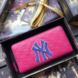 Gucci Zip Around Wallet With NY Yankees Patch Purple 547791