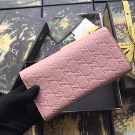 Gucci Signature Continental Wallet With Cat Pink 548055