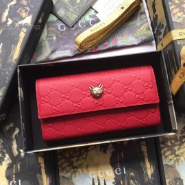 Gucci Signature Continental Wallet With Cat Red 548055