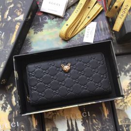 Gucci Signature Zip Around Wallet With Cat Black 548058