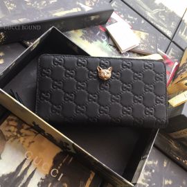 Gucci Signature Zip Around Wallet With Cat Black 548058