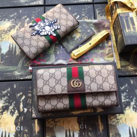 Gucci GG Continental Wallet With Three Little Pigs Brown 557803