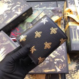 Gucci Padlock Leather Bee Star Wallet Black 453155