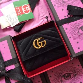 Gucci GG Marmont Velvet Matelasse Wallet Black 474802