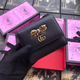 Gucci Leather Wallet With Bow Black 524294