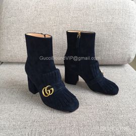 Gucci Blue Suede Leather Boots with Double G and Fringe 75MM 2191008