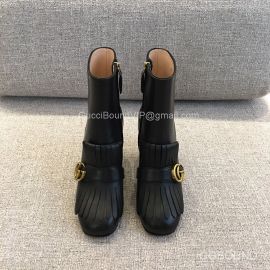 Gucci Black Calf Leather Boots with Double G and Fringe 75MM 2191010