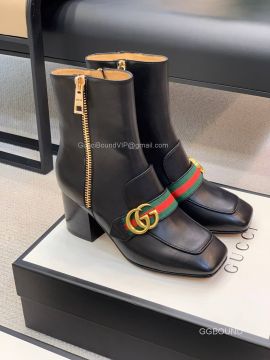 Gucci Double G Web Leather Ankle Boot 2191011