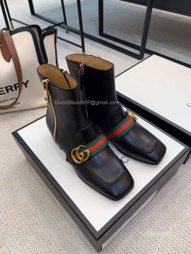 Gucci Double G Web Leather Ankle Boot 2191012