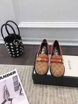 Gucci GG Supreme Mid Heel Loafer with Chain 55MM 2191023