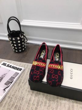 Gucci GG Supreme Mid Heel Loafer with Chain 55MM 2191024