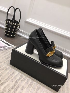 Gucci Calfskin Mid Heel Loafer with Chain 85MM 2191026