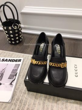 Gucci Calfskin Mid Heel Loafer with Chain 85MM 2191026