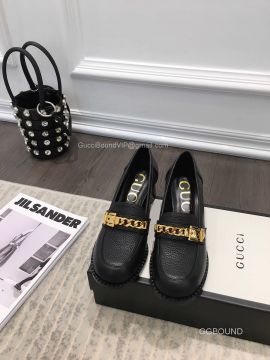 Gucci Calfskin Mid Heel Loafer with Chain 55MM 2191027