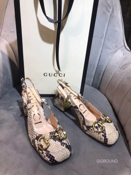 Gucci Horsebit Snakeskin Calfskin Slingback Pump 75MM 2191072