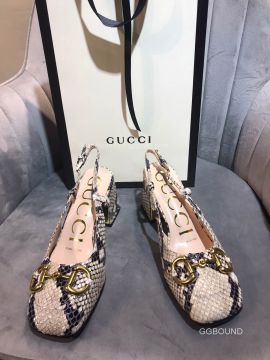 Gucci Horsebit Snakeskin Calfskin Slingback Pump 75MM 2191072