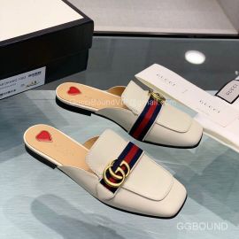 Gucci Double G Web Mules in White Calfskin and Red Heart 2191076