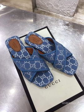 Gucci GG Fabric Slide Sandal in Blue 2191107