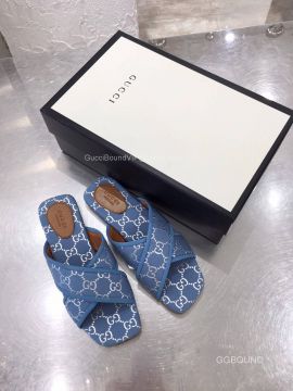 Gucci GG Fabric Slide Sandal in Blue 2191107