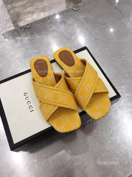 Gucci GG Fabric Slide Sandal in Yellow 2191108