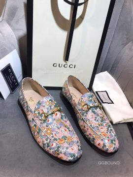Gucci Liberty Floral Leather Slipper Loafers with Horsebit 2191121