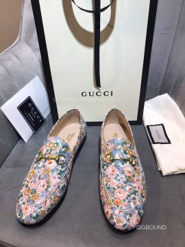 Gucci Liberty Floral Leather Slipper Loafers with Horsebit 2191121