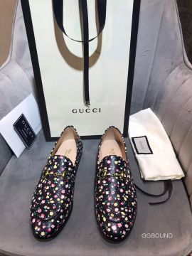 Gucci Liberty Floral Leather Slipper Loafers with Horsebit 2191122