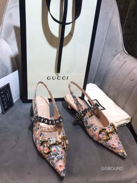 Gucci Liberty Floral Leather Slingback Pump with Horsebit and Chain 35MM 2191123