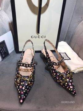 Gucci Liberty Floral Leather Slingback Pump with Horsebit and Chain 35MM 2191124