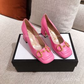 Gucci Womens Mid Heel Pump with Horsebit in Hot Pink Calfskin 2191134